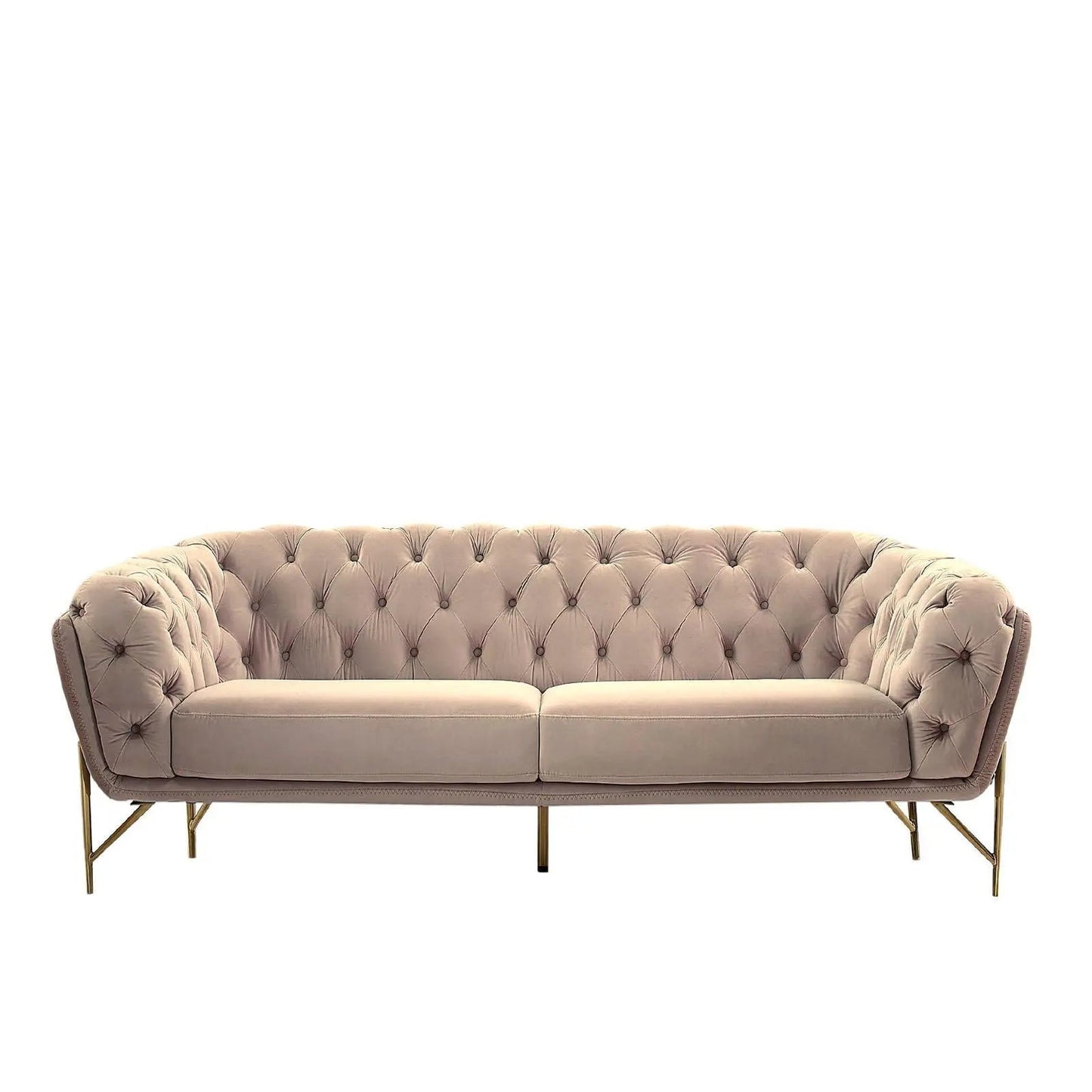 Sofia Titanium Gold Polished Stainless Steel Base Taupe Sofa Set