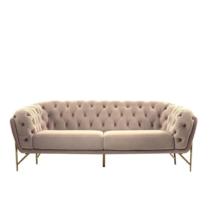 Sofia Titanium Gold Polished Stainless Steel Base Taupe Sofa Set