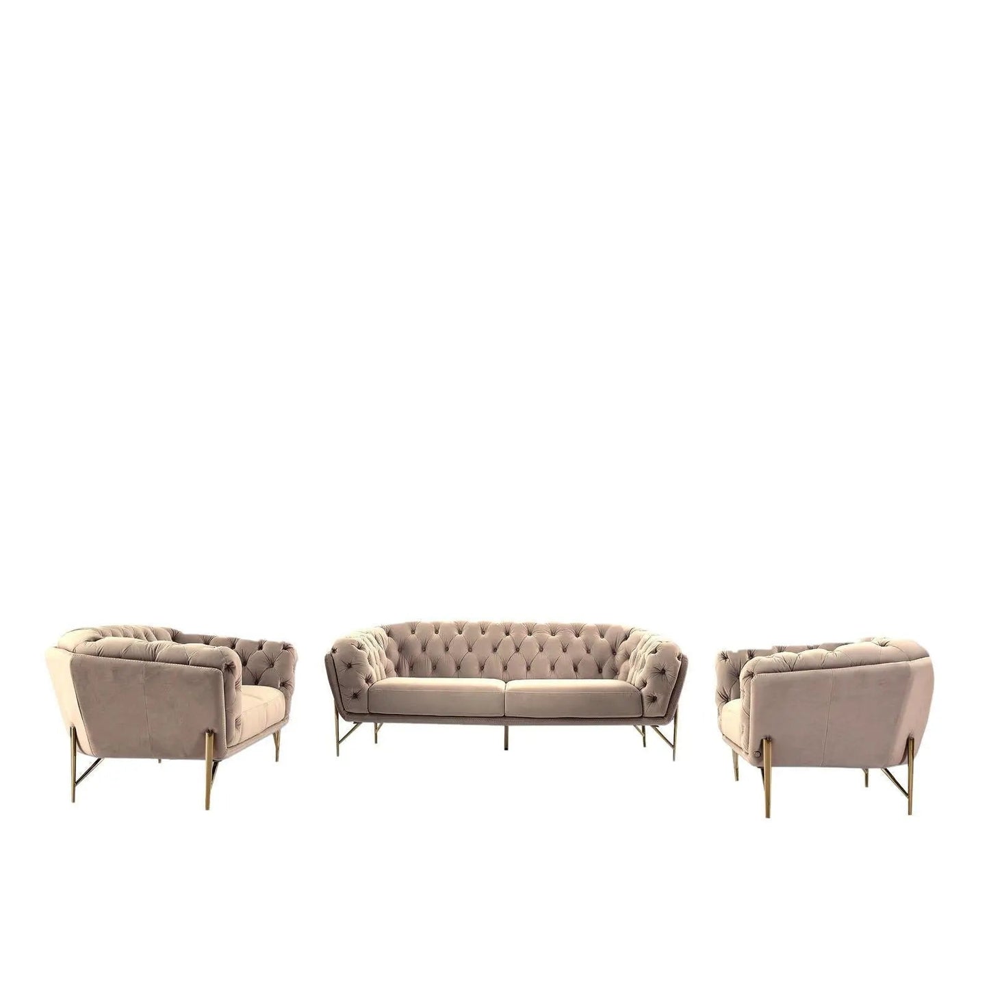Sofia Gold-Accent Sofa Set – Taupe