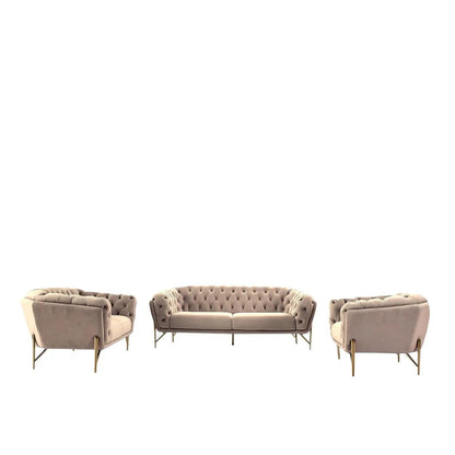 Sofia Gold-Accent Sofa Set – Taupe