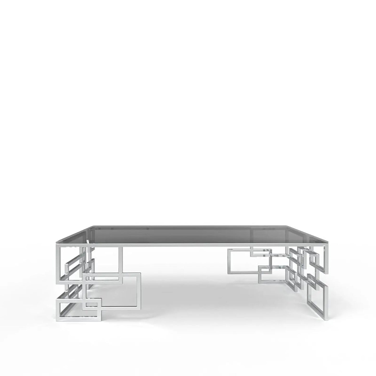 Spectra Large Rectangular Polished Stainless Steel Base Coffee Table