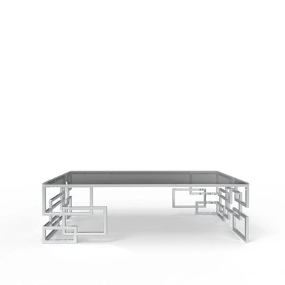 Spectra Large Rectangular Polished Stainless Steel Base Coffee Table