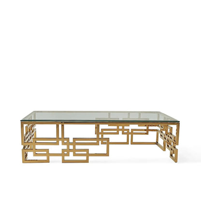 Spectra Large Rectangular Titanium Gold Polished Stainless Steel Base Coffee Table