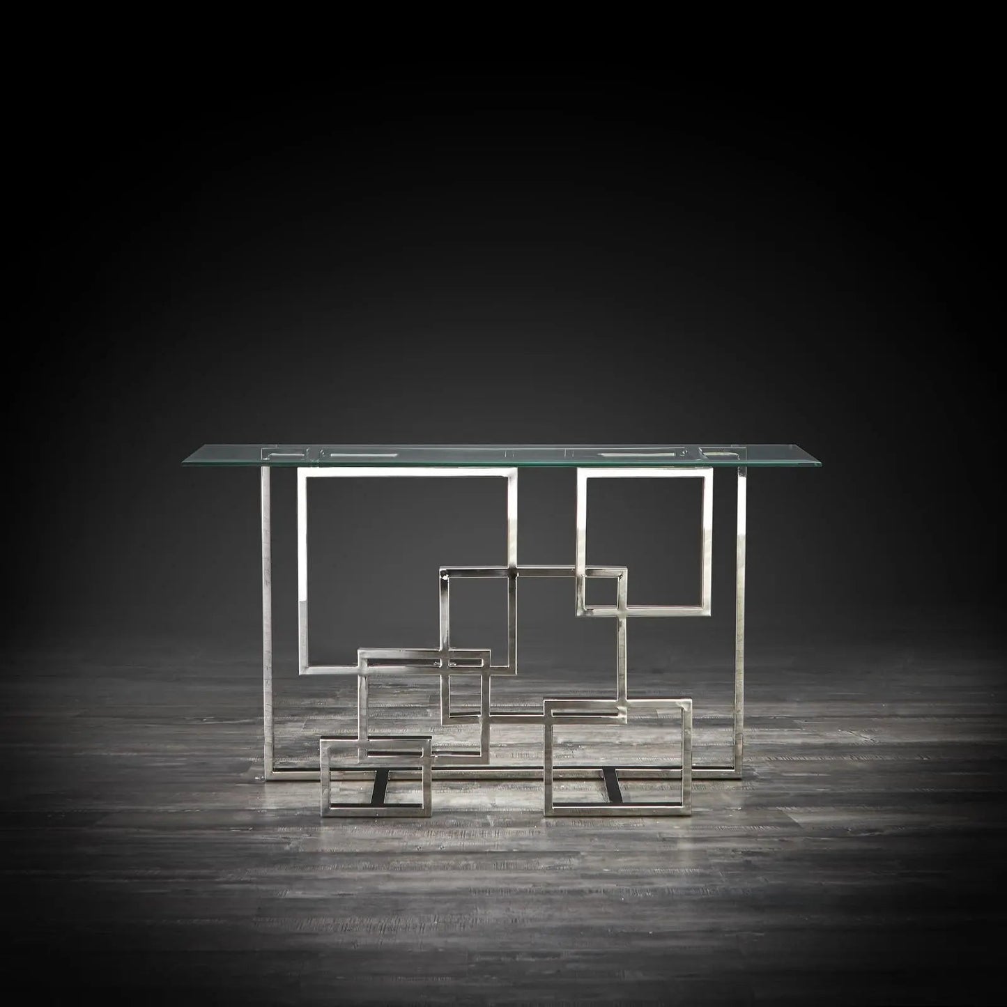 Spectra Clear Glass-Top Console Table with Minimalist Design