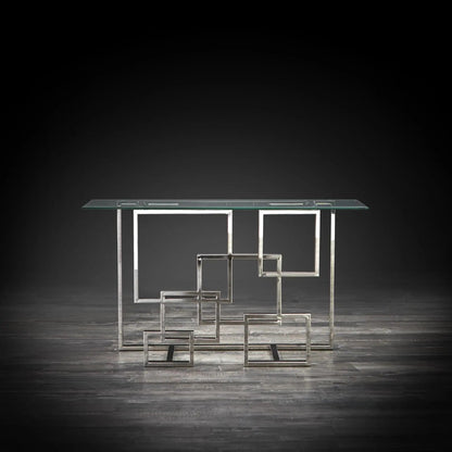 Spectra Clear Glass-Top Console Table with Minimalist Design