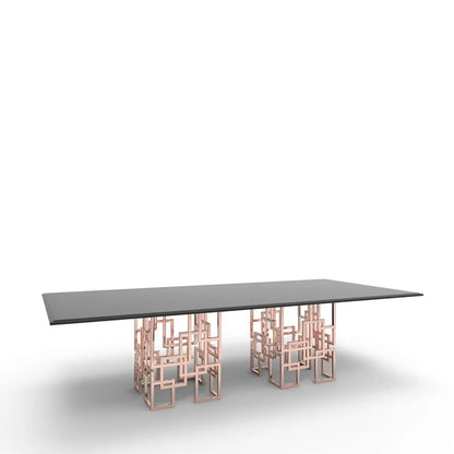 Spectra Rect Rose Gold Polished Stainless Steel Base Dining Table