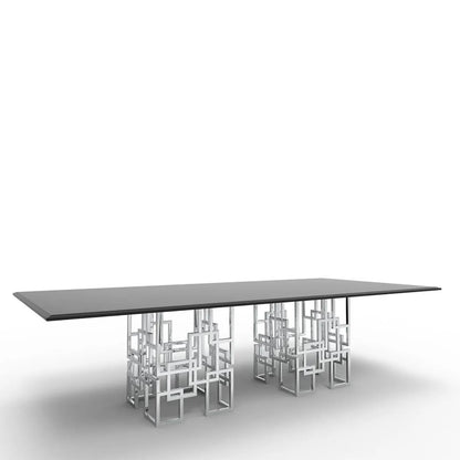 Spectra Rect Polished Stainless Steel Base Dining Table