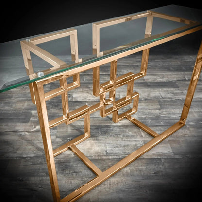 Spectra Clear Glass-Top Console Table with Minimalist Design