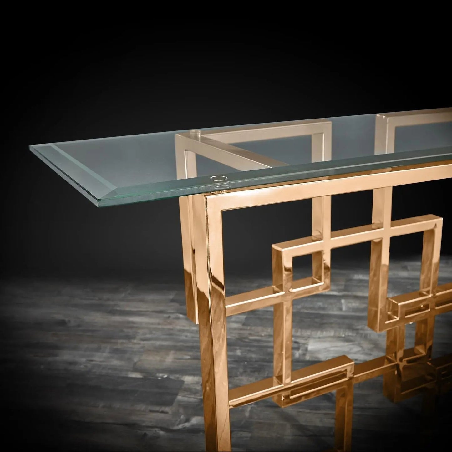 Spectra Clear Glass-Top Console Table with Minimalist Design