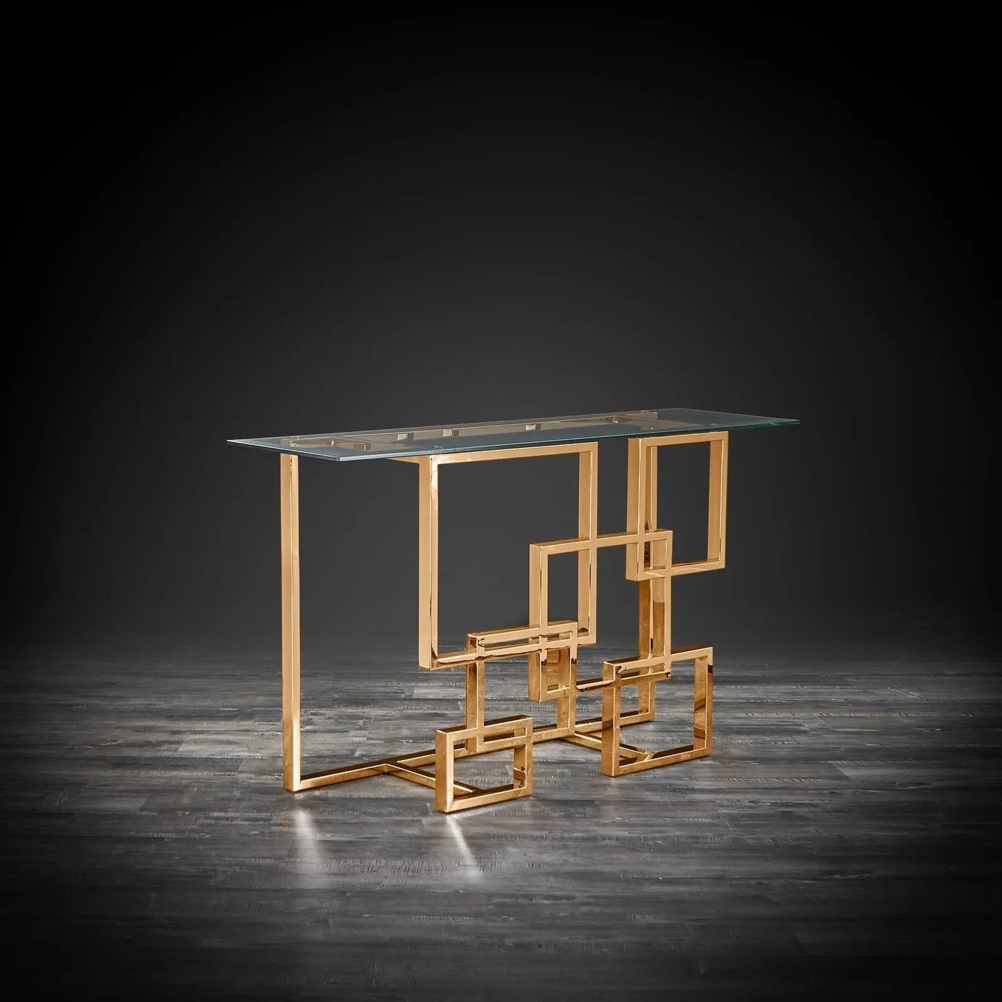 Spectra Clear Glass-Top Console Table with Minimalist Design