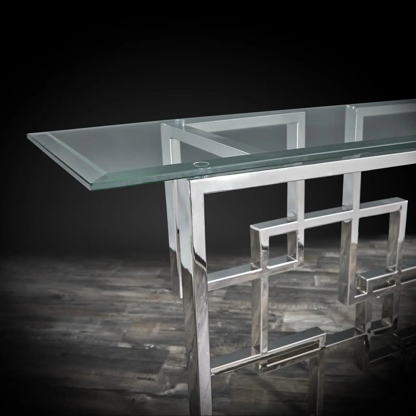 Spectra Clear Glass-Top Console Table with Minimalist Design