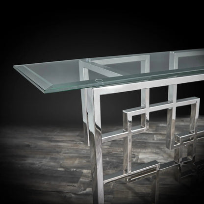 Spectra Clear Glass-Top Console Table with Minimalist Design