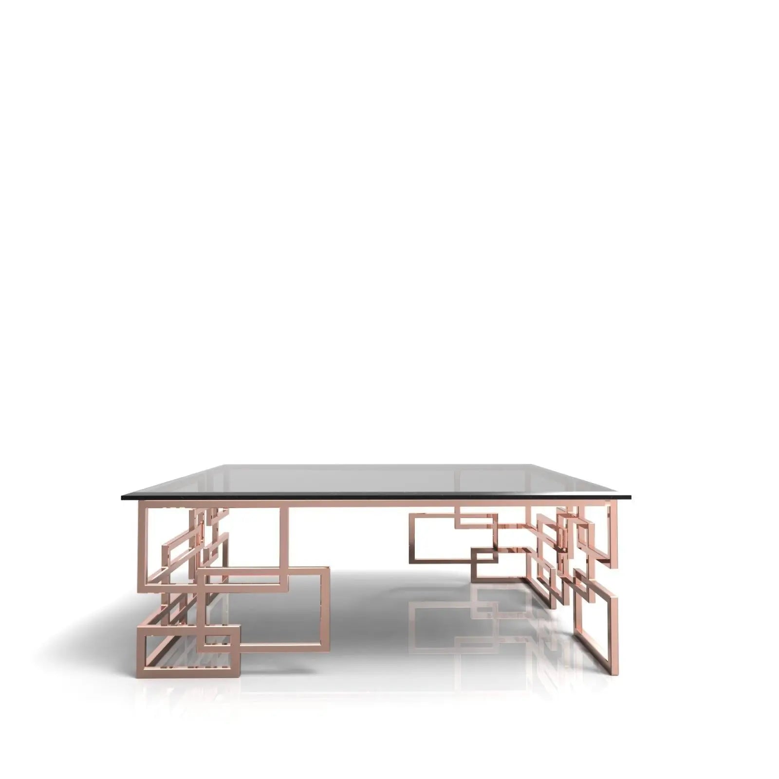 Spectra Square Rose Gold Polished Stainless Steel Base Coffee Table