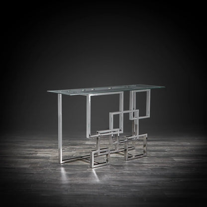 Spectra Clear Glass-Top Console Table with Minimalist Design