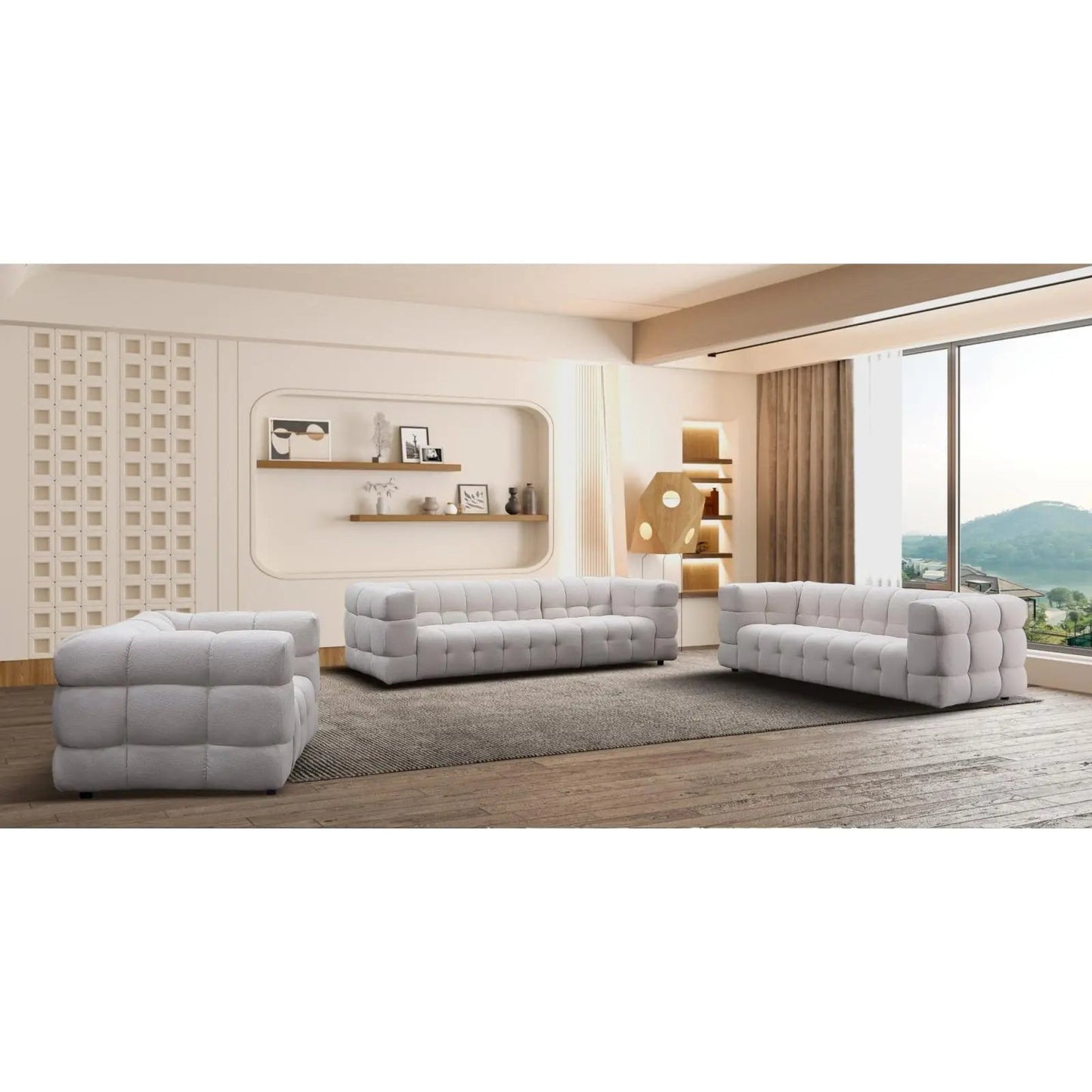 Theo Modern Sofa Set – Light Gray