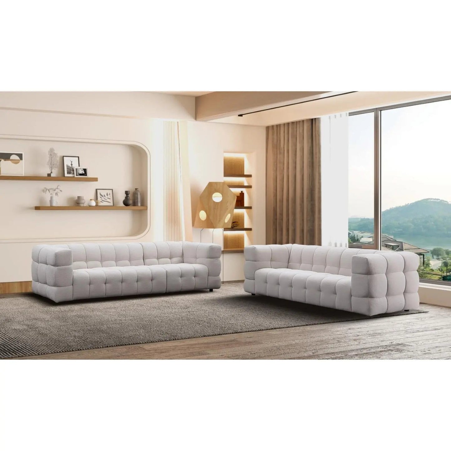 Theo Modern Sofa Set – Light Gray