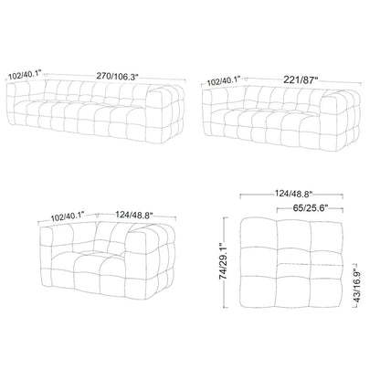 Theo Modern Sofa Set – Light Gray