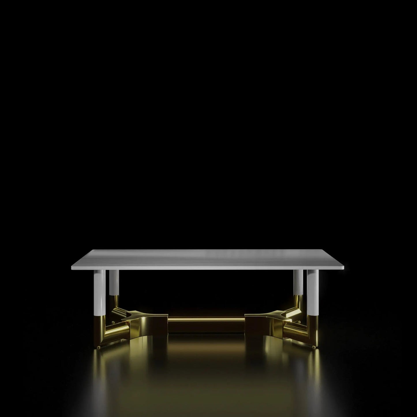 Tiffany Zirconium Gold Rectangular Coffee Table with Marble Top
