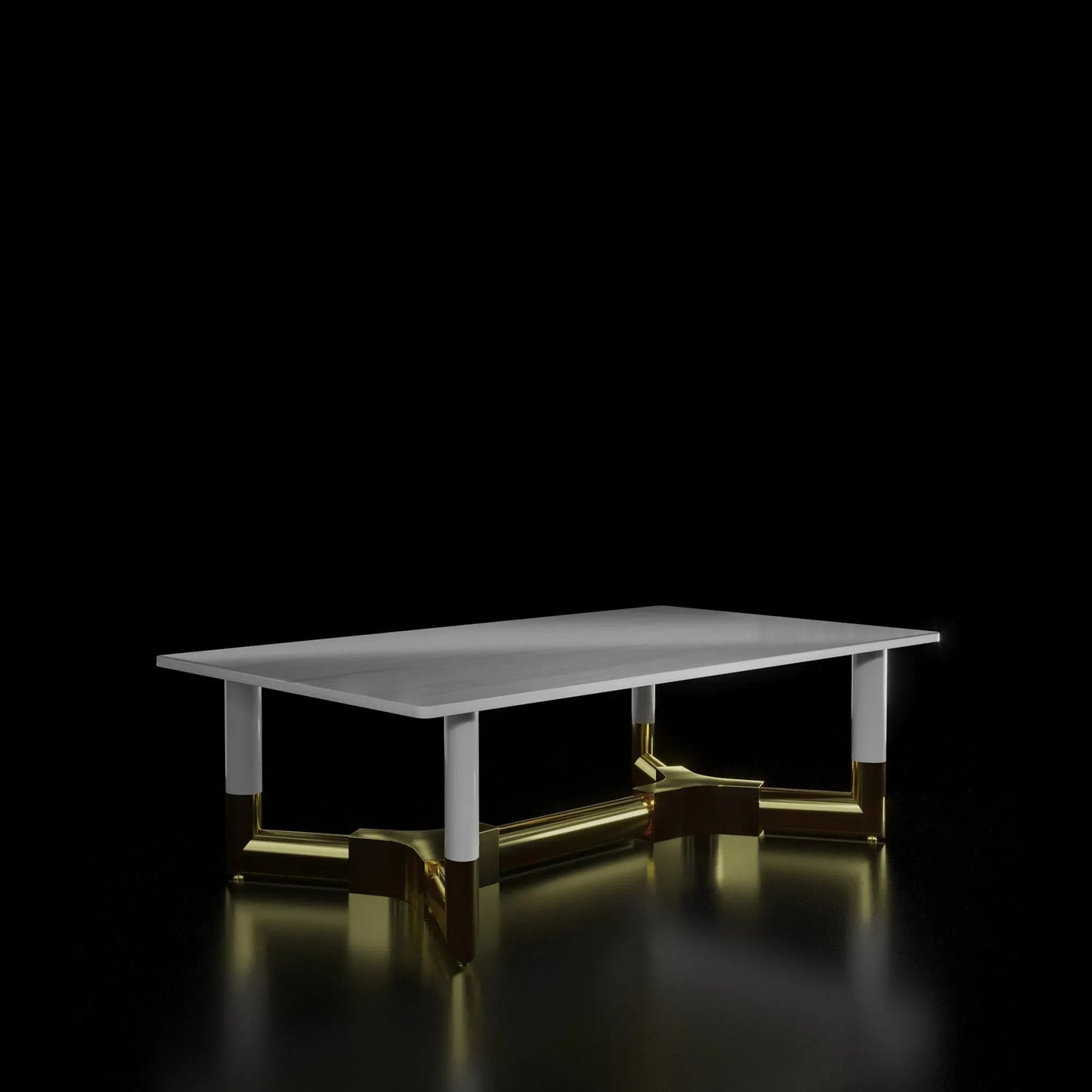 Tiffany Zirconium Gold Rectangular Coffee Table with Marble Top