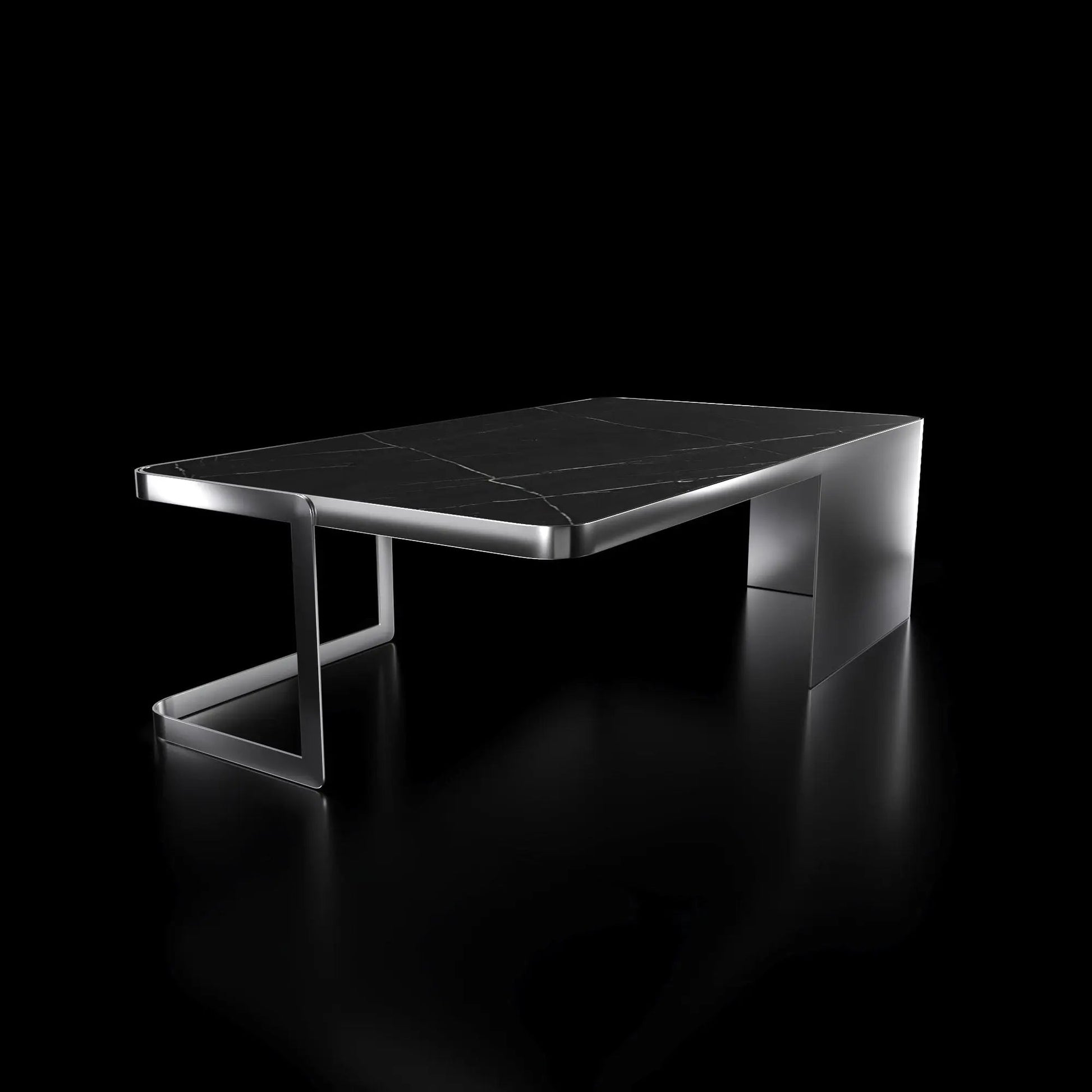 Tullio Smoked Silver Black Coffee Table Rectangular