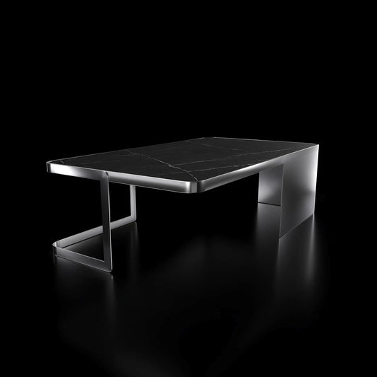 Tullio Smoked Silver Black Coffee Table Rectangular