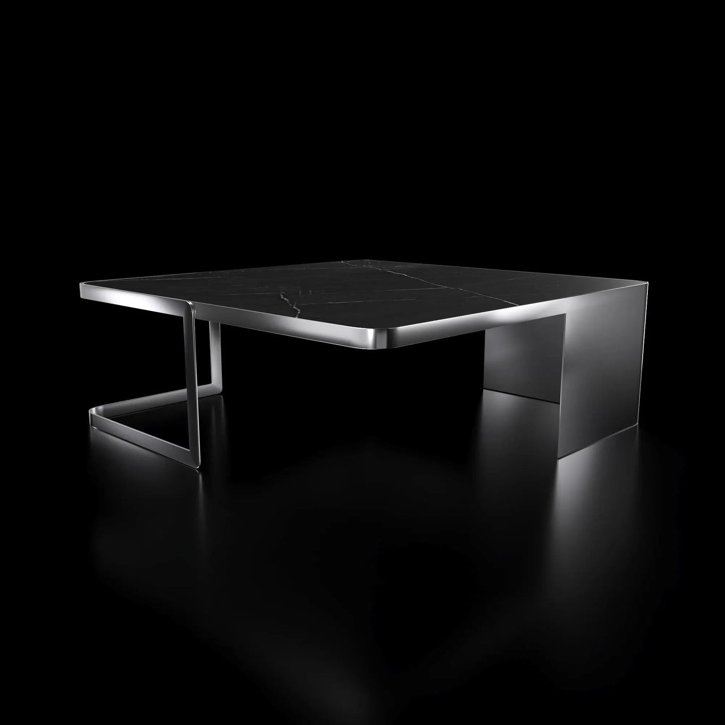 Tullio Smoked Silver Black Coffee Table Square