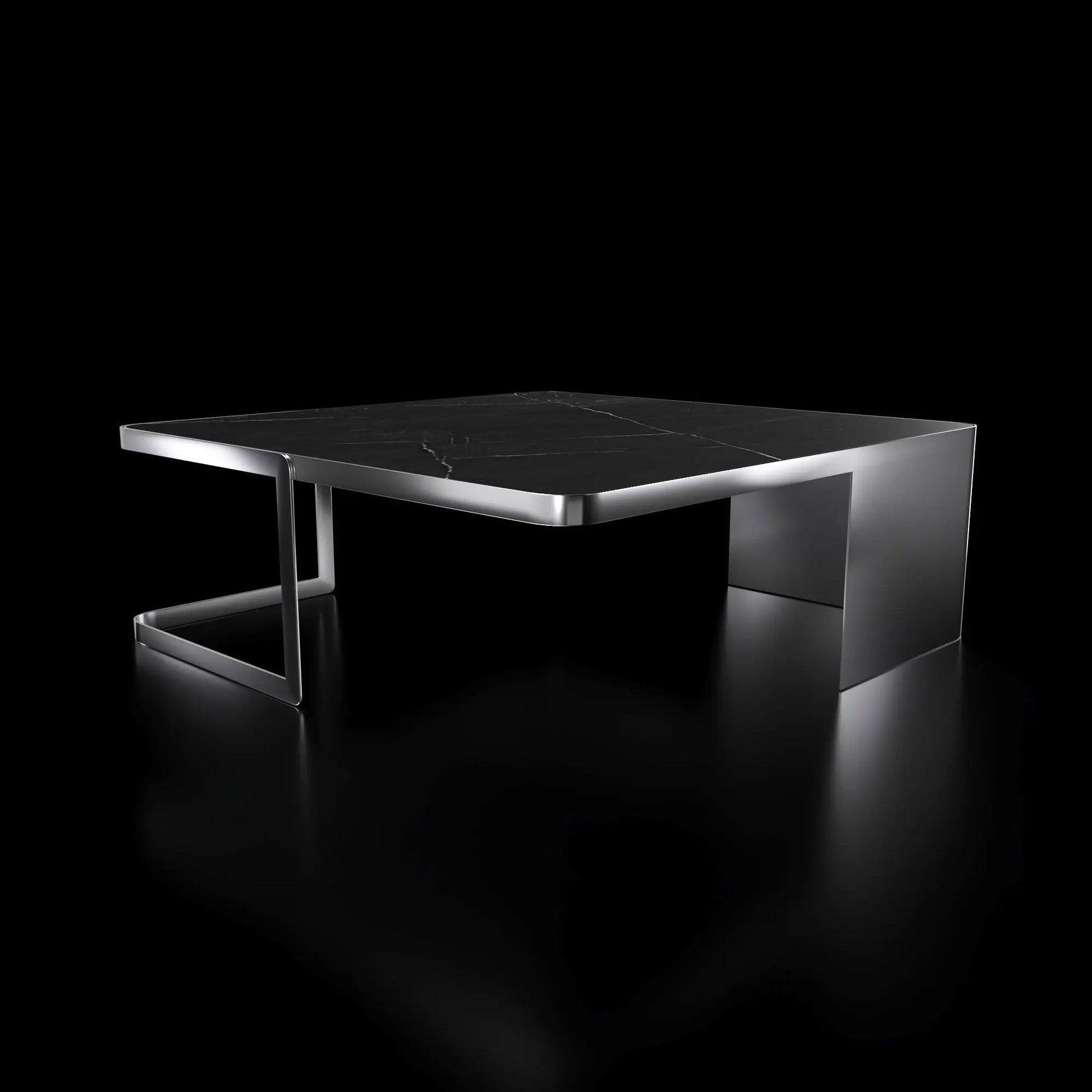 Tullio Smoked Silver Black Coffee Table Square