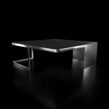 Tullio Smoked Silver Black Coffee Table Square