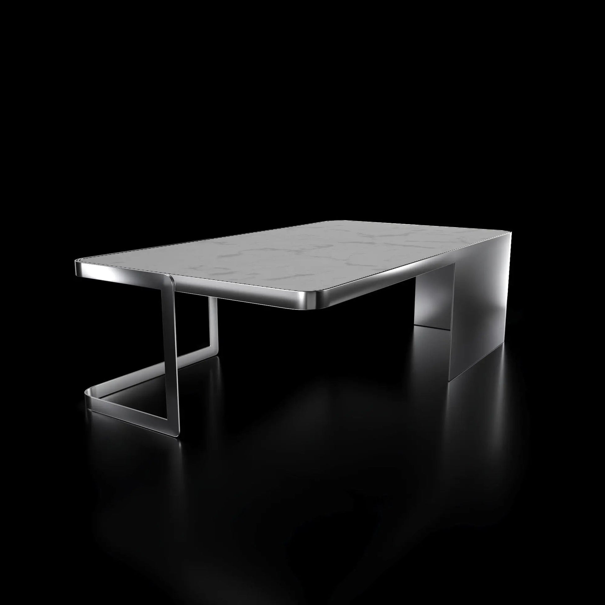 Tullio Smoked Silver White Coffee Table Rectangular