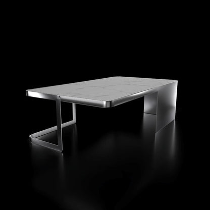 Tullio Smoked Silver White Coffee Table Rectangular