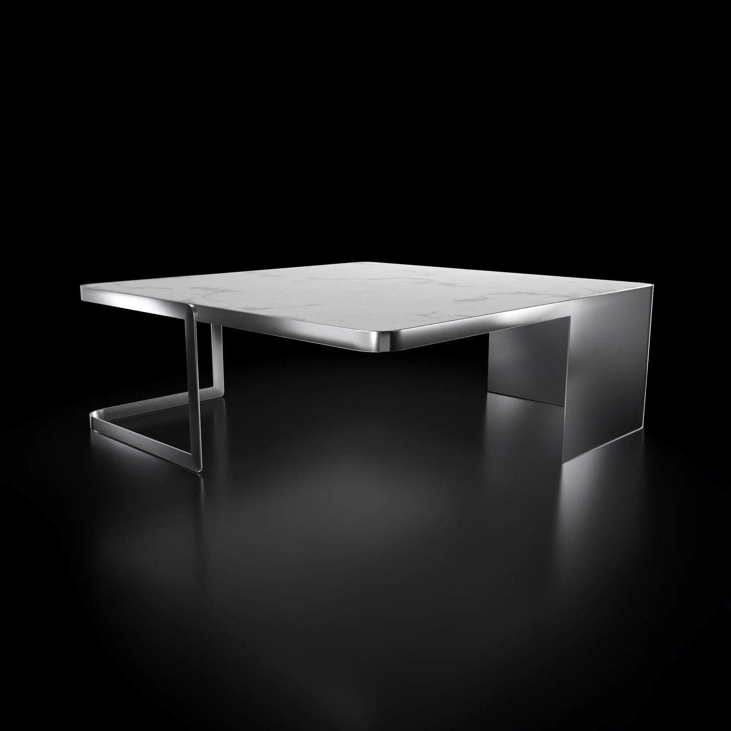 Tullio Smoked Silver White Coffee Table Square