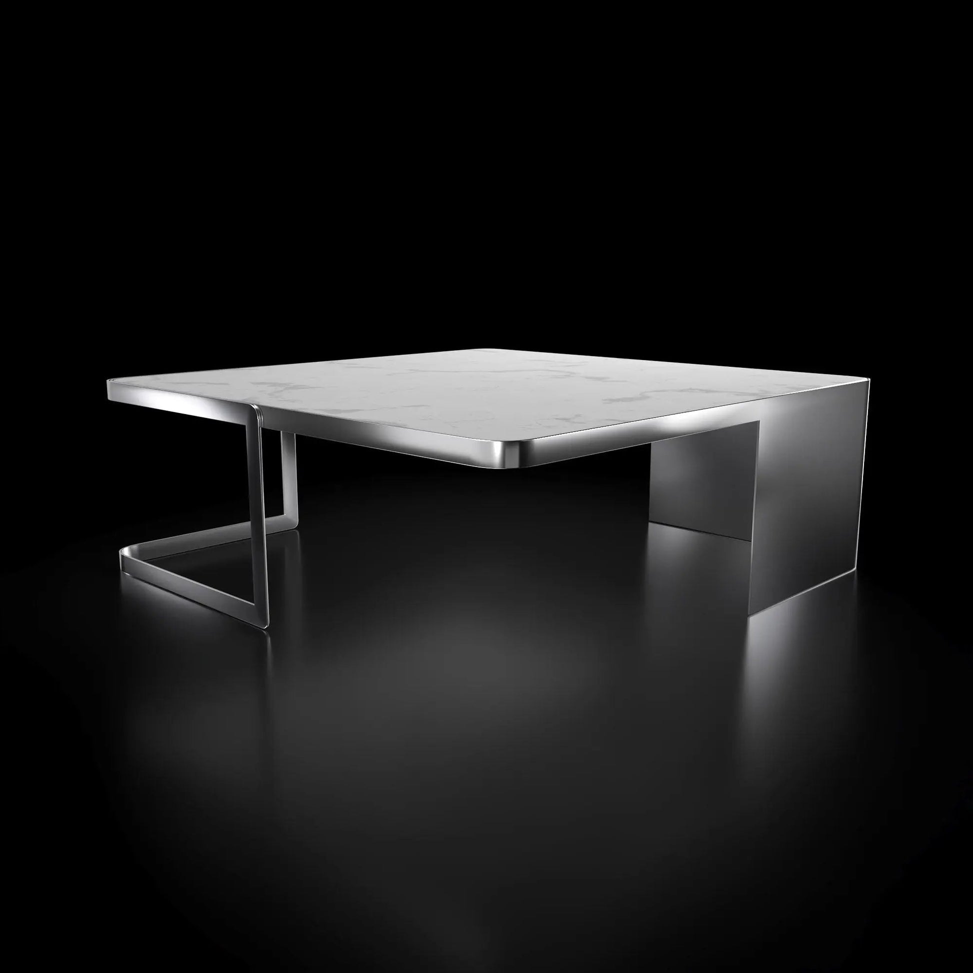 Tullio Smoked Silver White Coffee Table Square