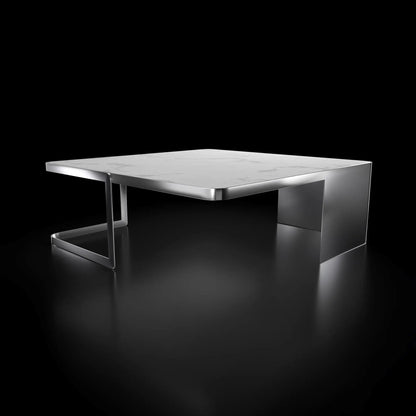Tullio Smoked Silver White Coffee Table Square