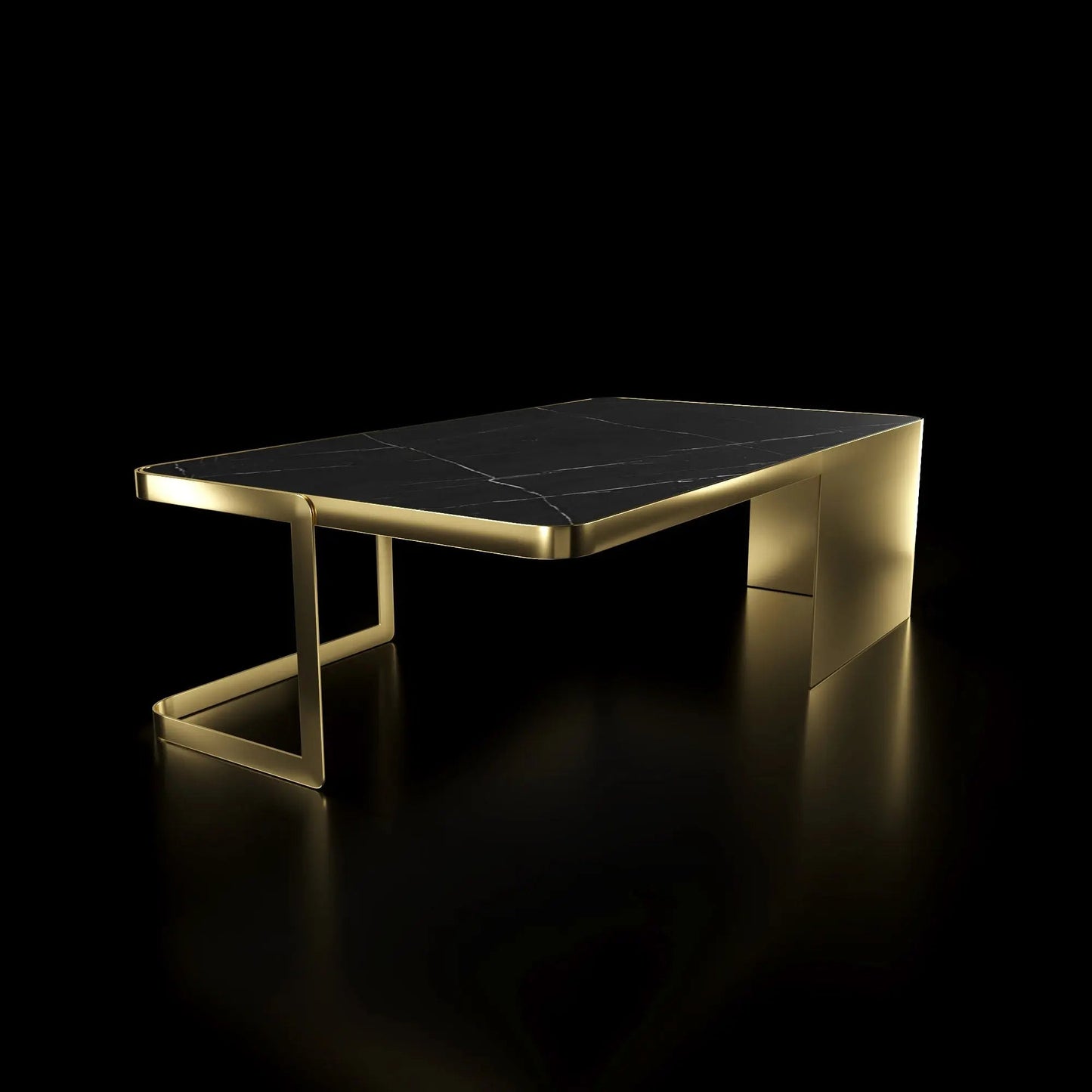 Tullio Titanium Gold Black Coffee Table Rectangular