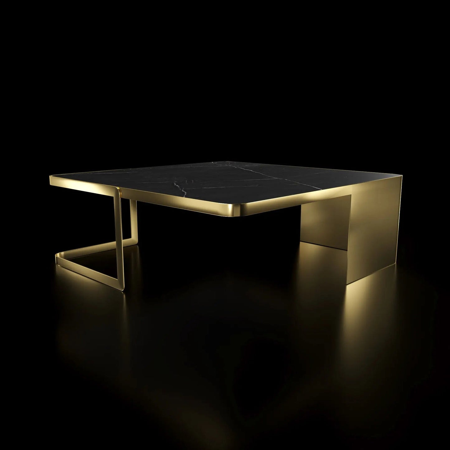 Tullio Titanium Gold Black Coffee Table Square