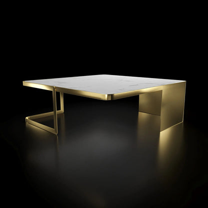 Tullio Titanium Gold White Coffee Table Square