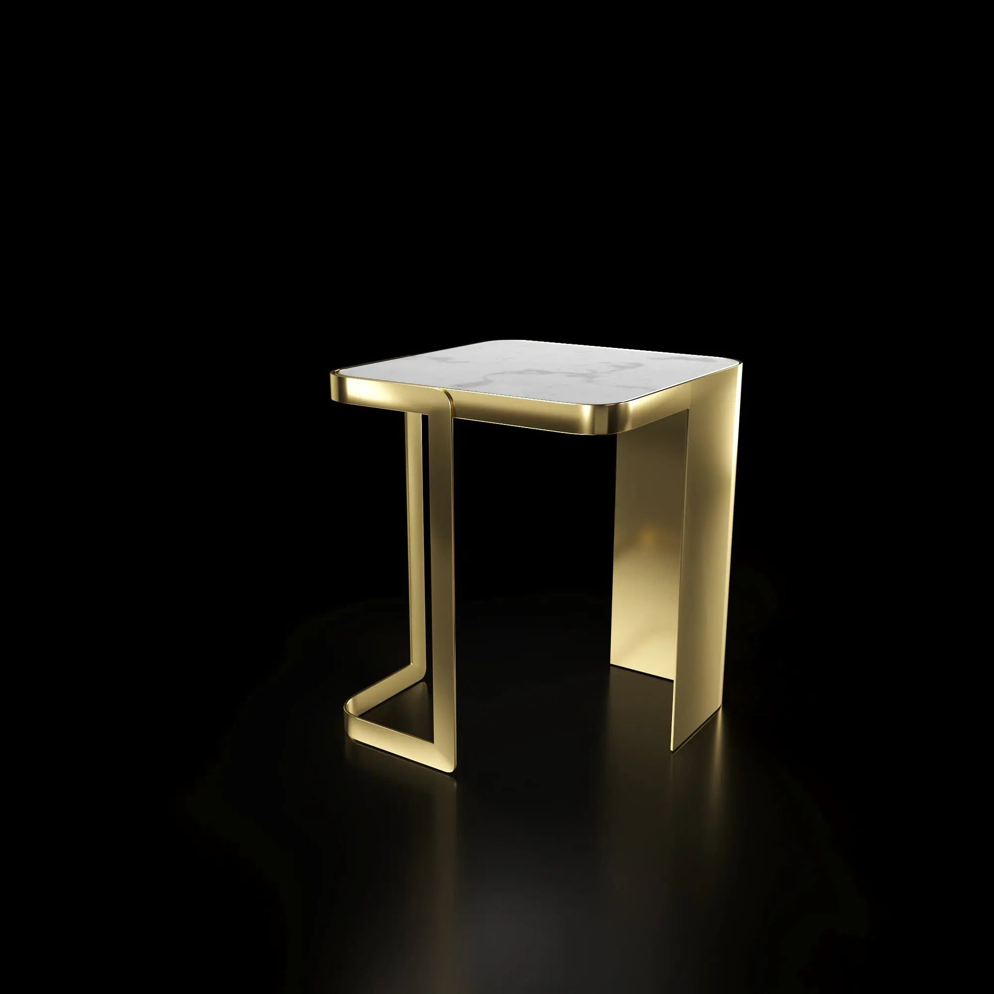 Tullio Titanium Gold White End Table