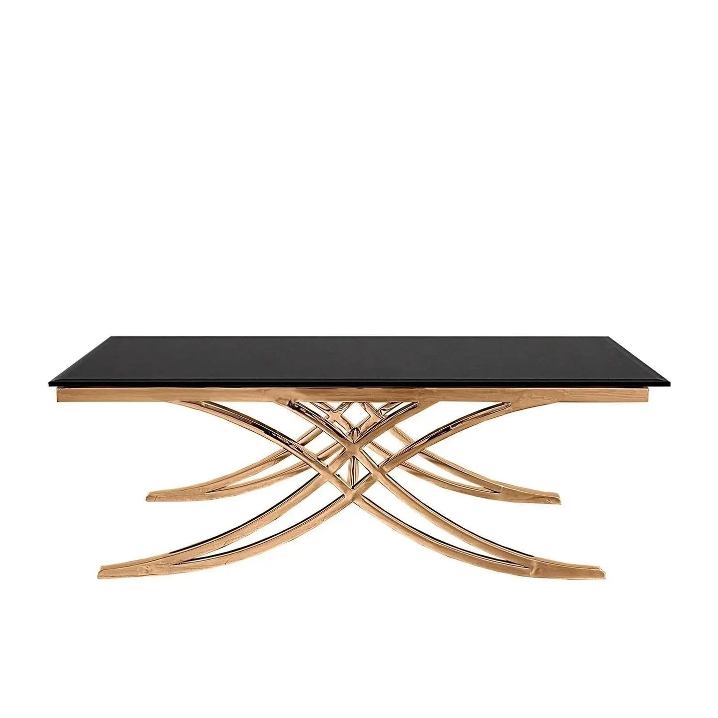 Valora Rose Gold Polished Stainless Steel Base Coffee Table