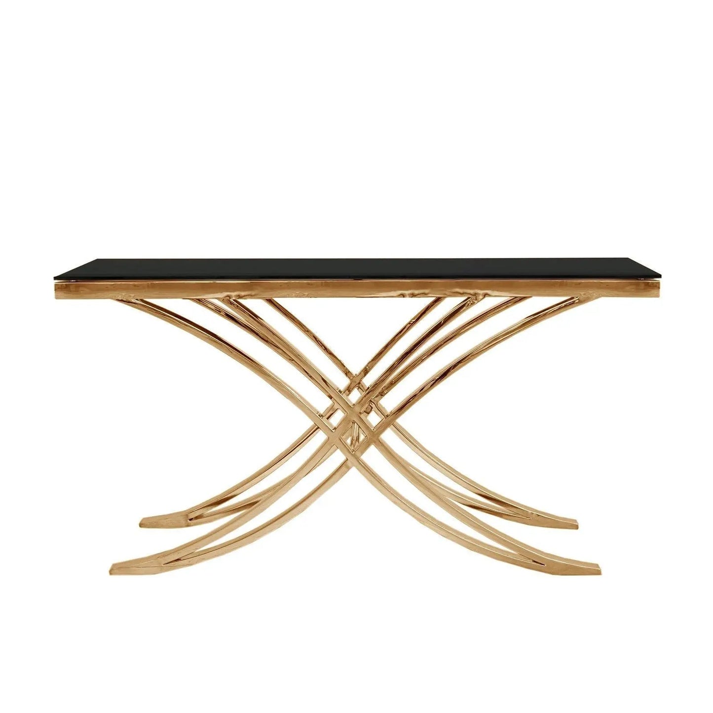 Valora Rose Gold Polished Stainless Steel Base Console Table RG