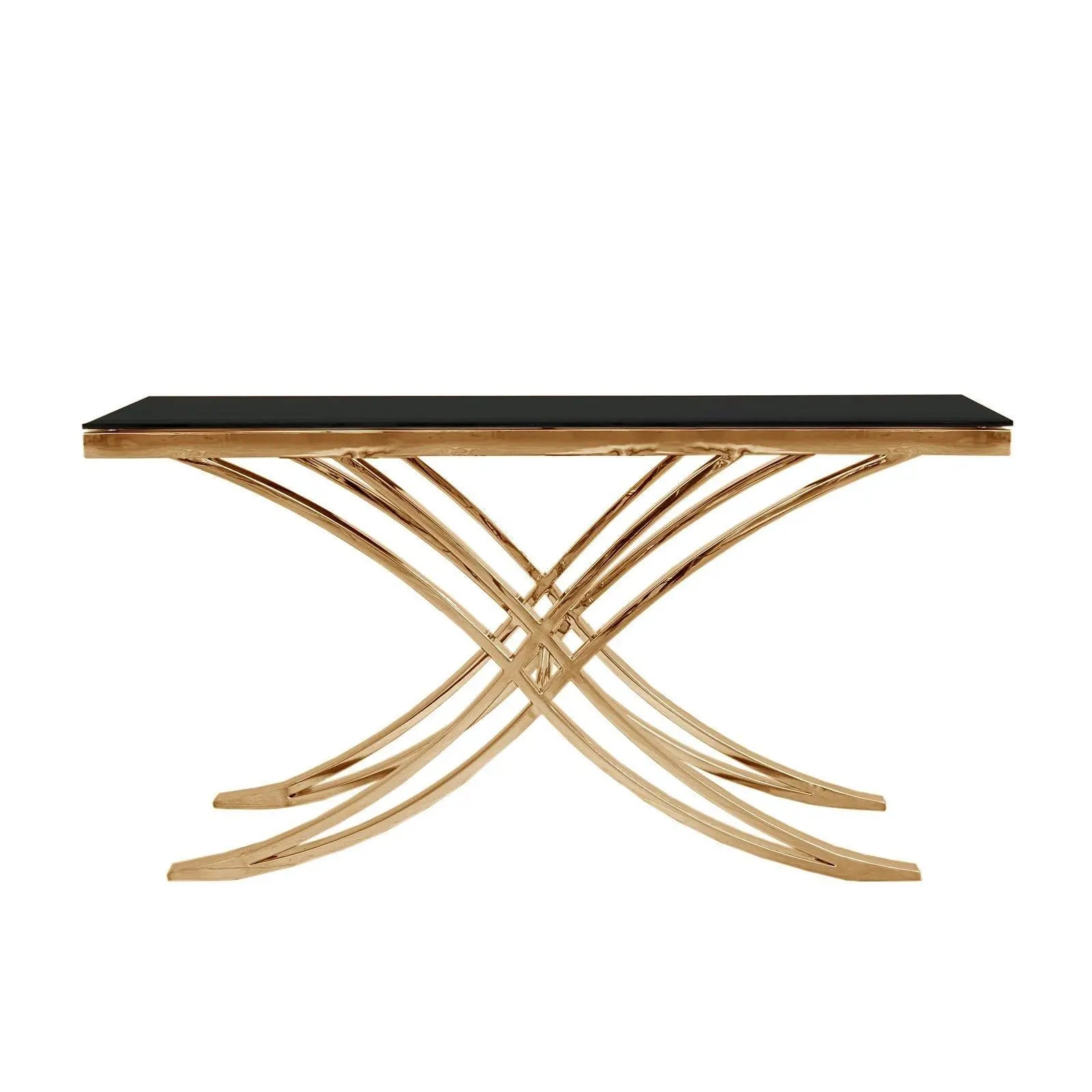 Valora Rose Gold Polished Stainless Steel Base Console Table RG