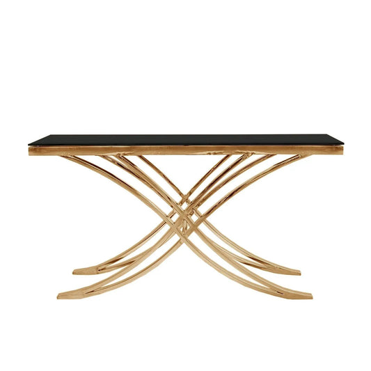 Valora Rose Gold Polished Stainless Steel Base Console Table RG