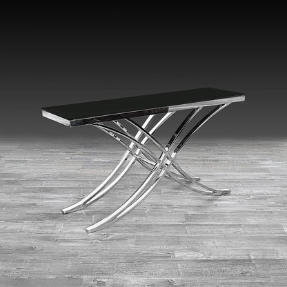 Valora Sleek Black Glass-Top Console Table
