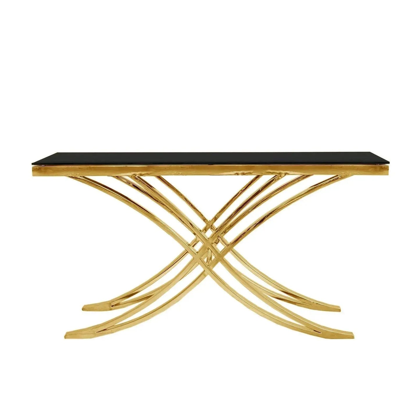 Valora Titanium Gold Polished Stainless Steel Base Console Table