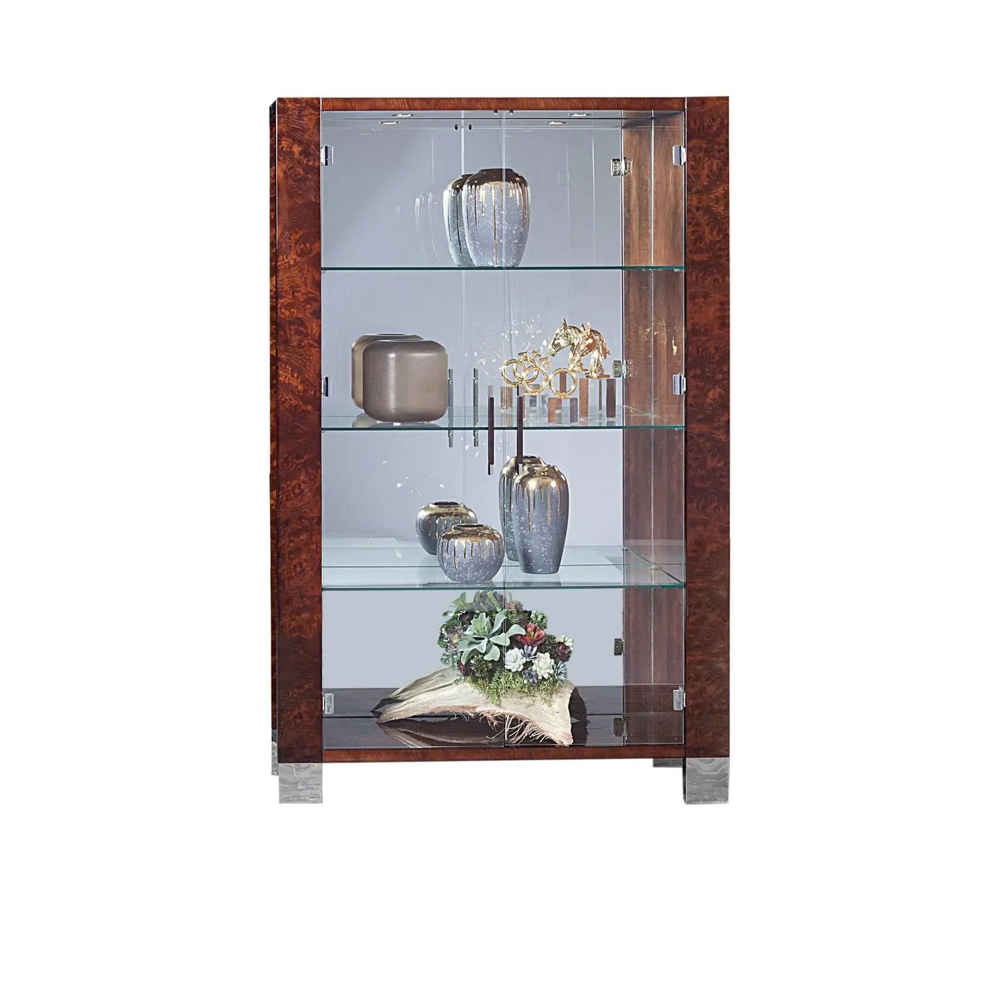 Vanguard Lacquered Curio – Brown Finish