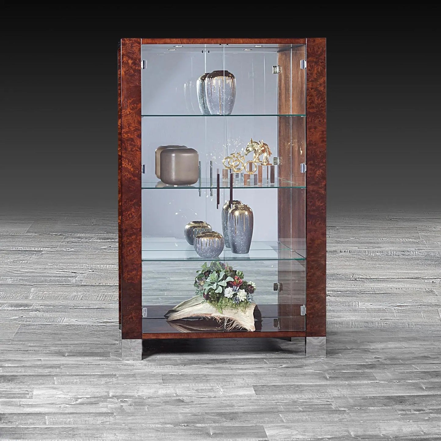Vanguard Lacquered Curio – Brown Finish