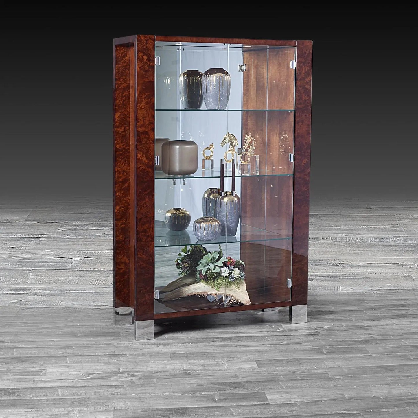 Vanguard Lacquered Curio – Brown Finish