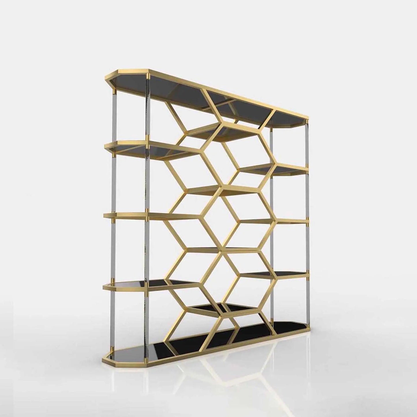 Varossi Hexagon Shelf | Brushed Titanium Gold