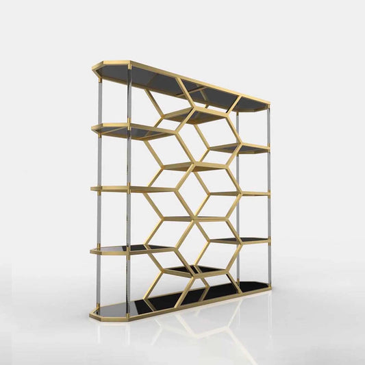 Varossi Hexagon Shelf | Brushed Titanium Gold