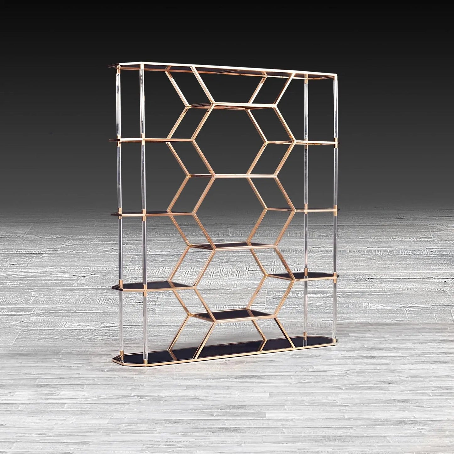 Varossi Modern Hexagon Shelf – Rose Gold