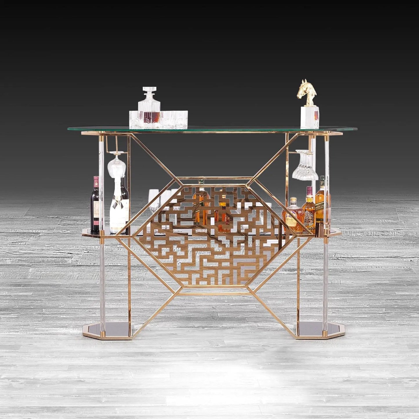 Varossi Bar Table | Rose Gold Frame